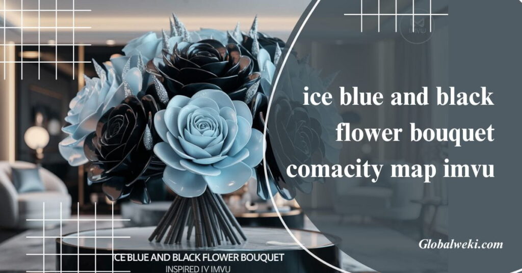 ice blue and black flower bouquet comacity map imvu